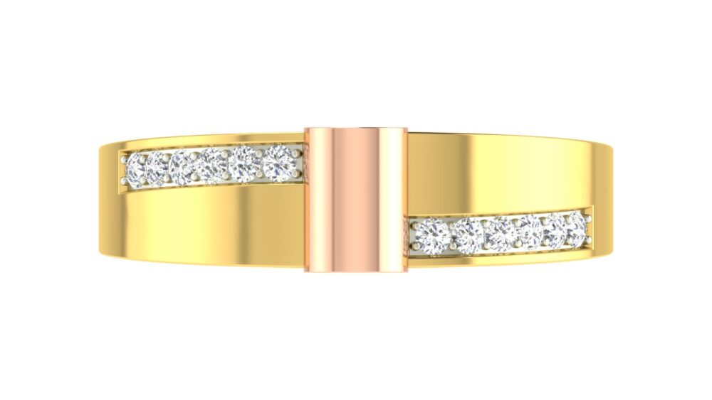 Two-Tone Gold Diamond Couple Rings Set | Rose Gold Accent | P & Prong Setting by Abhedya Jewels - Image 3