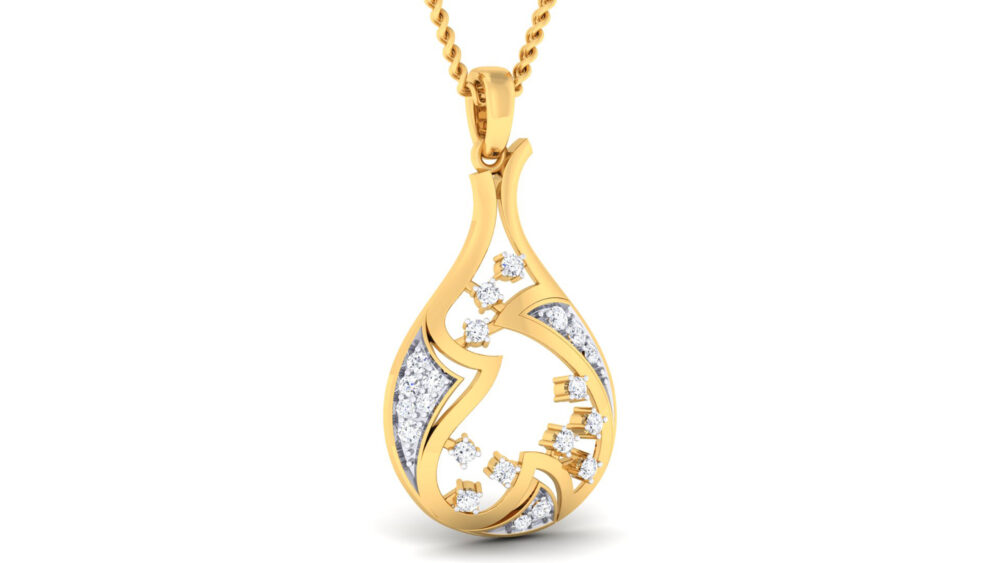Real Gold Pendant with Natural Diamond | Bis Hallmarked Women's Locket Design