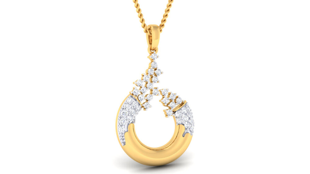 Exquisite Gold & Natural Diamond cluster Pendent Necklace for her gift - Image 4