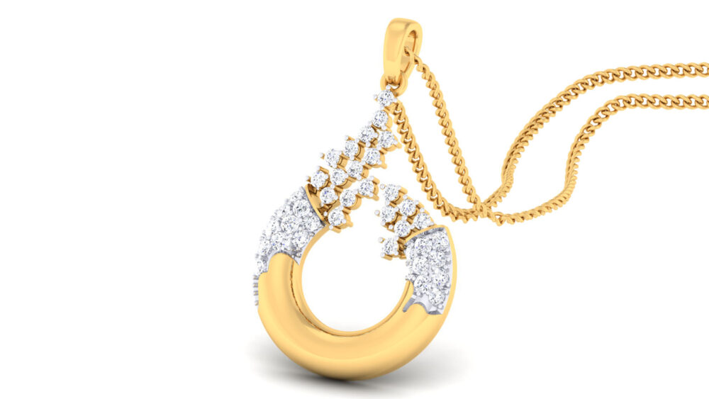 Exquisite Gold & Natural Diamond cluster Pendent Necklace for her gift - Image 3