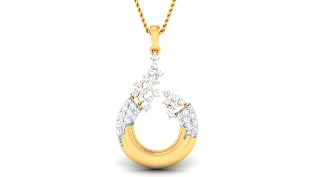 Exquisite Gold & Natural Diamond cluster Pendent Necklace for her gift