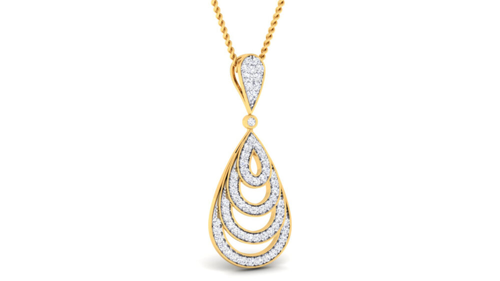Diamond studded Gold Pendant Teardrop - Image 4