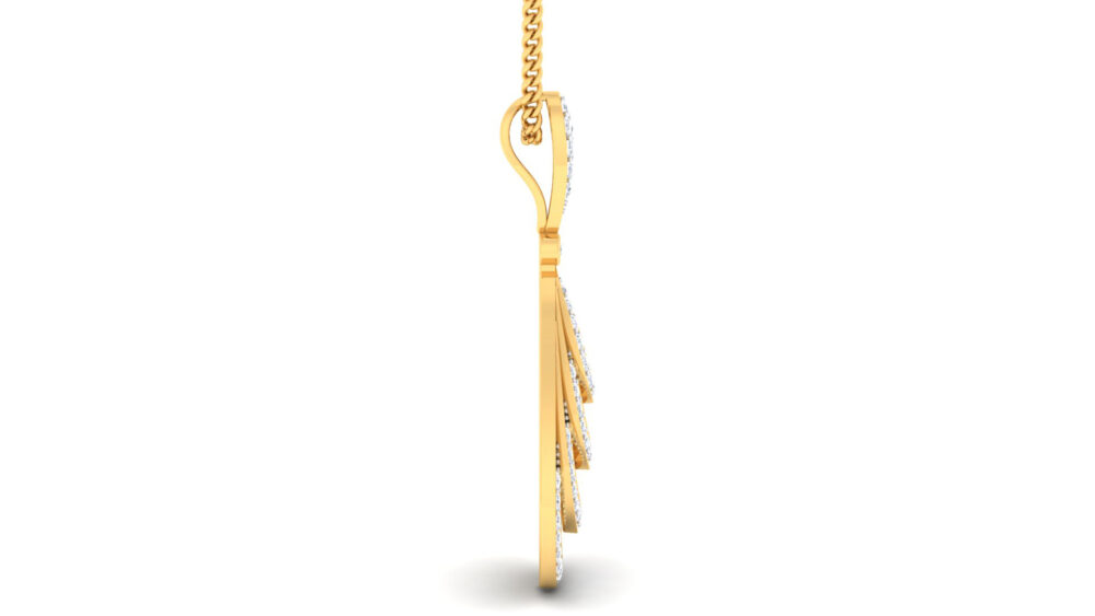 Diamond studded Gold Pendant Teardrop - Image 2