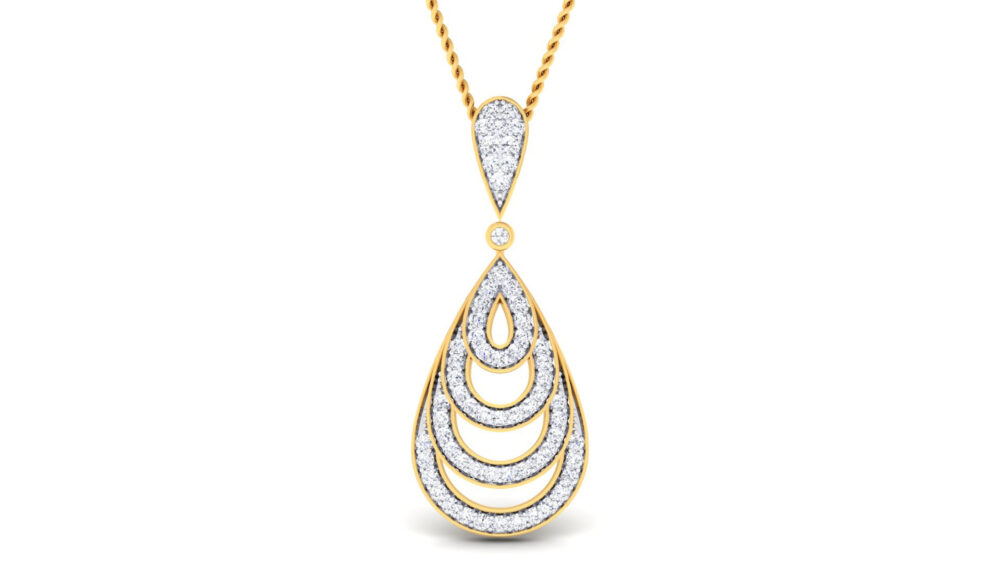 Diamond studded Gold Pendant Teardrop
