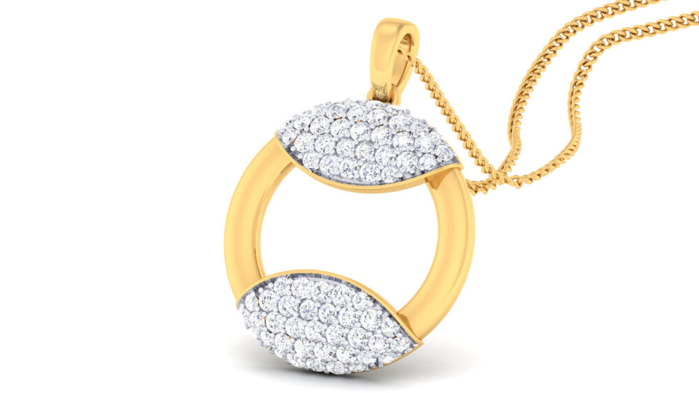 Circular Diamond studed gold pendand geometic collection - Image 4