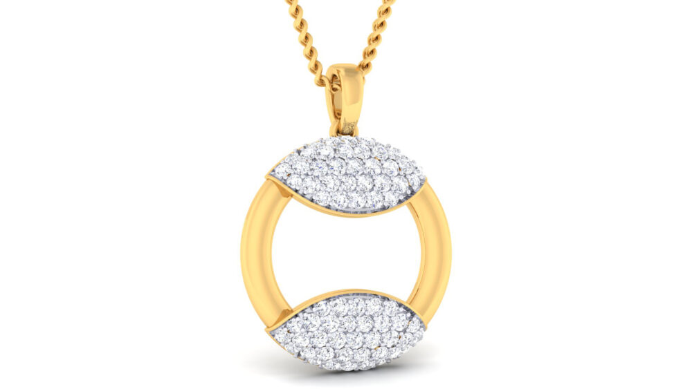 Circular Diamond studed gold pendand geometic collection - Image 3